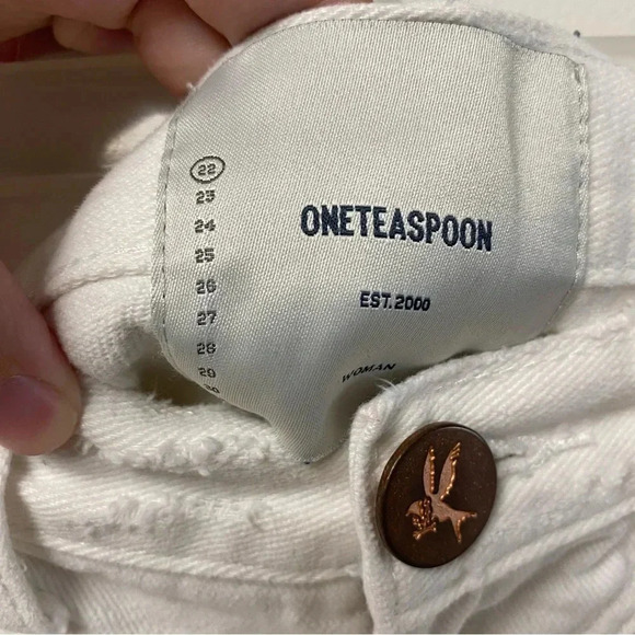 One Teaspoon Trucker Mid‎ Waist Skirt in White Beauty Size 22 waist (Size 00) - Picture 5 of 6